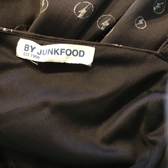 Junk Food AC/DC Black Printed Spaghetti Strap Skater Style Dress - Picture 5 of 6